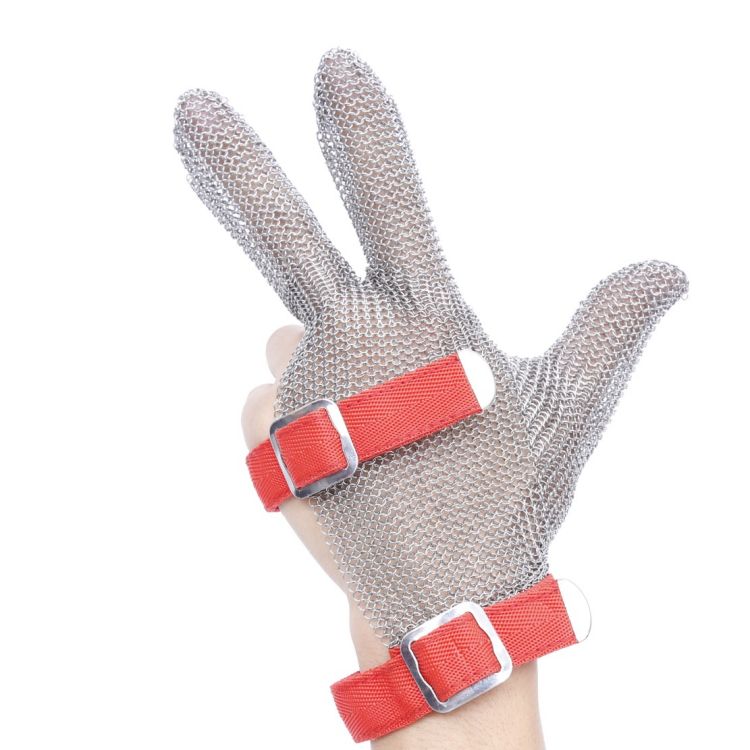 3 Fingers Stainless Steel Cut-resistant Chainmail Gloves