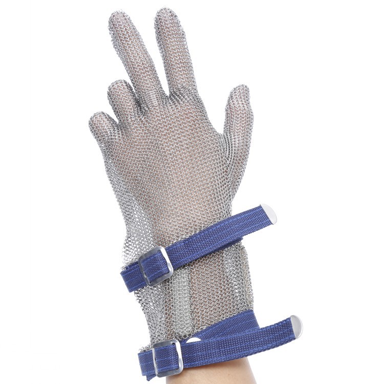 Long Cuff 5 Fingers Stainless Steel Cut-resistant Chainmail Gloves
