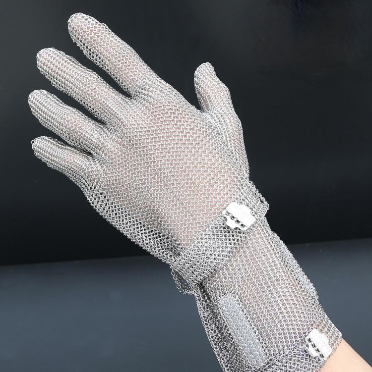 Long Cuff 5 Fingers Stainless Steel Cut-resistant Chainmail Gloves - Image 7