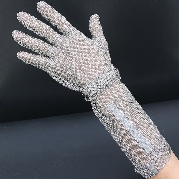 Long Cuff 5 Fingers Stainless Steel Cut-resistant Chainmail Gloves - Image 6